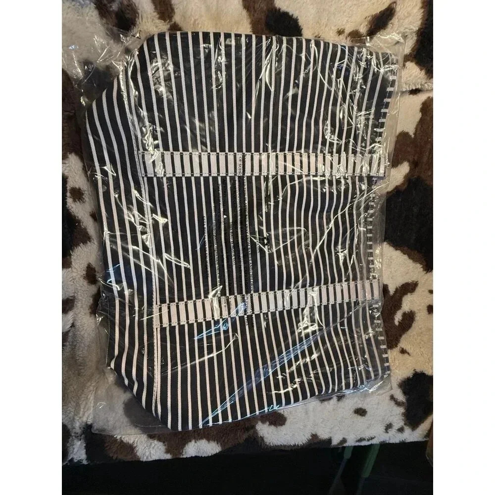 NEW Black Lands' End Women's Canvas Beach Tote Handbag - Picture 4 of 4